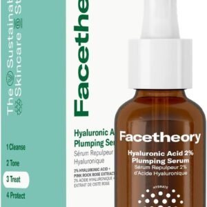 facetheory Hyaluronic Acid 2% Plumping Serum - Pink Rock Rose Extract - Lightweight Hydrating Serum for All Skin Types - Vegan & Cruelty-Free (30 ml)