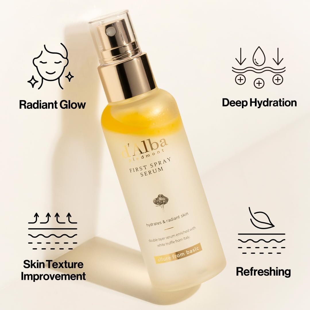 d'alba Italian White Truffle First Spray Serum, Vegan Skincare, Hydrating Facial Mist for Dry and Sensitive Skin, Glow Mist, Surfactant Free, Multifunctional Spray - Image 5