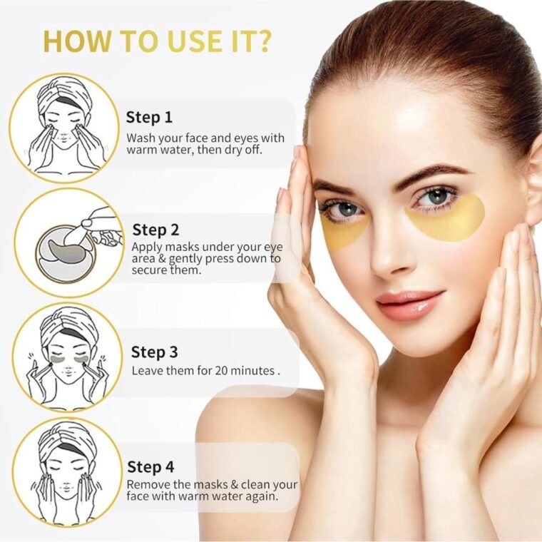 24K Gold Eye Mask- 30 Pairs Puffy Eyes & Dark Circles Treatments,Reduce Under Eye Bags and Smooth Wrinkles,Eye Skin Care Pads With Collagen - Image 4