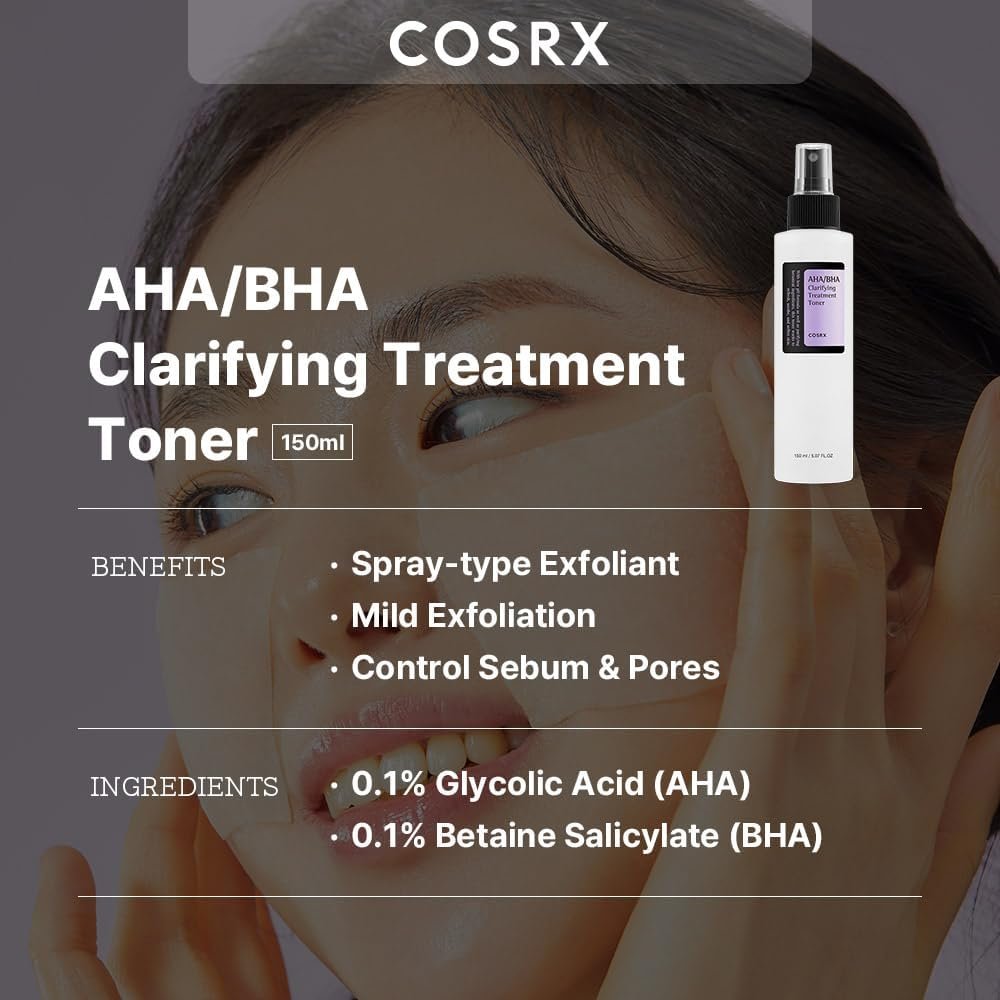COSRX AHA/BHA Treatment Toner Facial Exfoliating Spray with Glycolic Acid, Blemish Control and Oil Balancing Korean Toner, Gentle Exfoliation and Minimizing Whiteheads and Pores Korean Skincare 150ml - Image 2