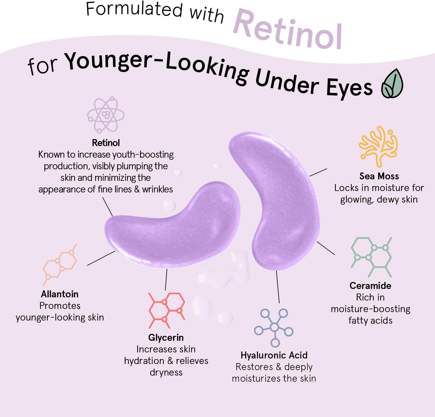 grace & stella Under Eye Gel Patches - Purple, 6 Pairs - Retinol Under Eye Patches - Gel Eye Masks for Puffy Eyes and Dark Circles - Dermatologist Tested Under Eye Masks - Vegan Eye Masks Skincare - Image 8
