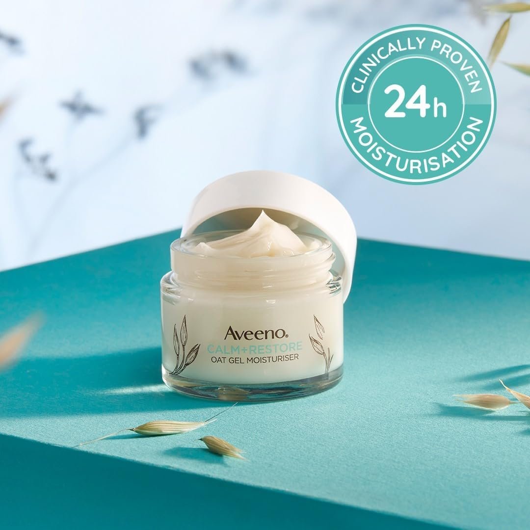 Aveeno Face Calm+Restore Oat Gel Moisturiser (1x 50ml), Face Moisturiser to Instantly Soothe and Replenish the Skin's Moisture Barrier, Intensely Nourishing Day Cream, Tested on Sensitive Skin - Image 6