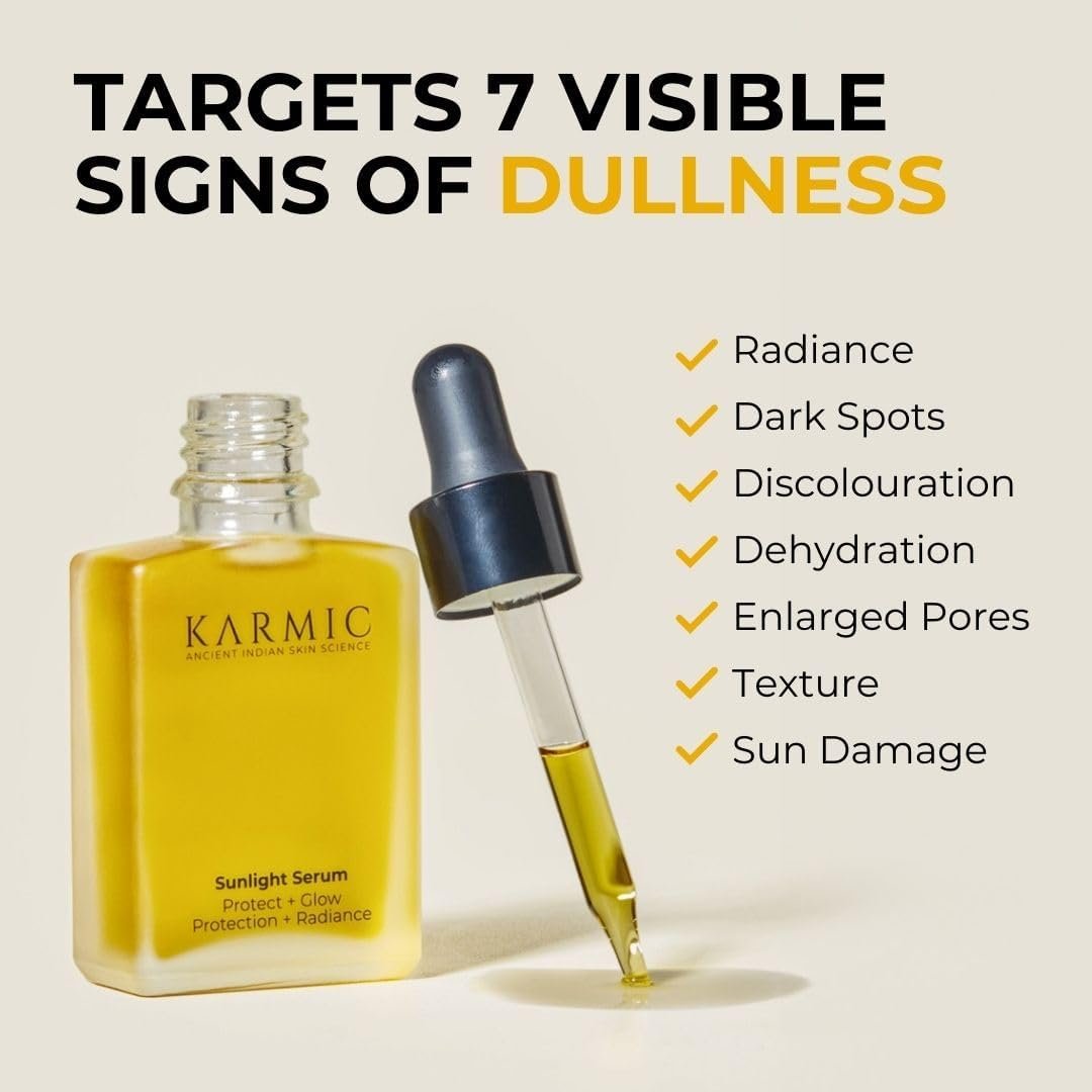 Karmic Skin Brightening Vitamin C Face Serum: With Saffron & Vit. E | Hydrate & Reveal Bright Glowing Skin | Correct Dark Spots | Treat Hyperpigmentation | Organic Facial Oil Skin Care | Women & Men - Image 2