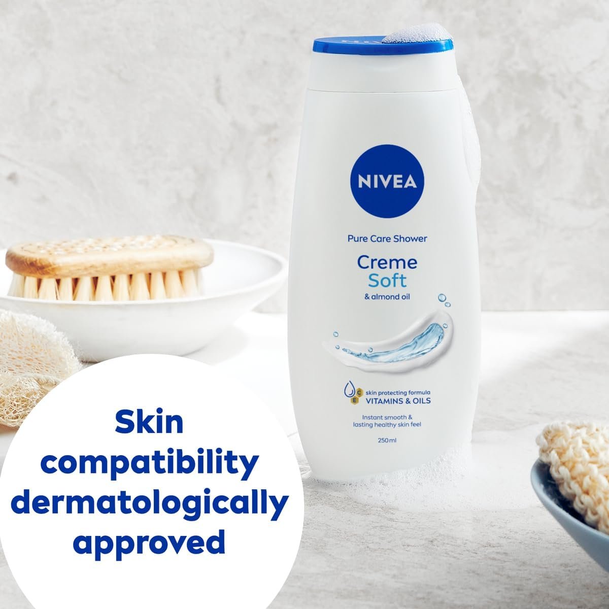 NIVEA Care Shower Creme Soft (250 ml) Enriched with Almond Oil, Moisturising Gel Body Wash, Skin Moisturiser with Mild Scent - Image 7