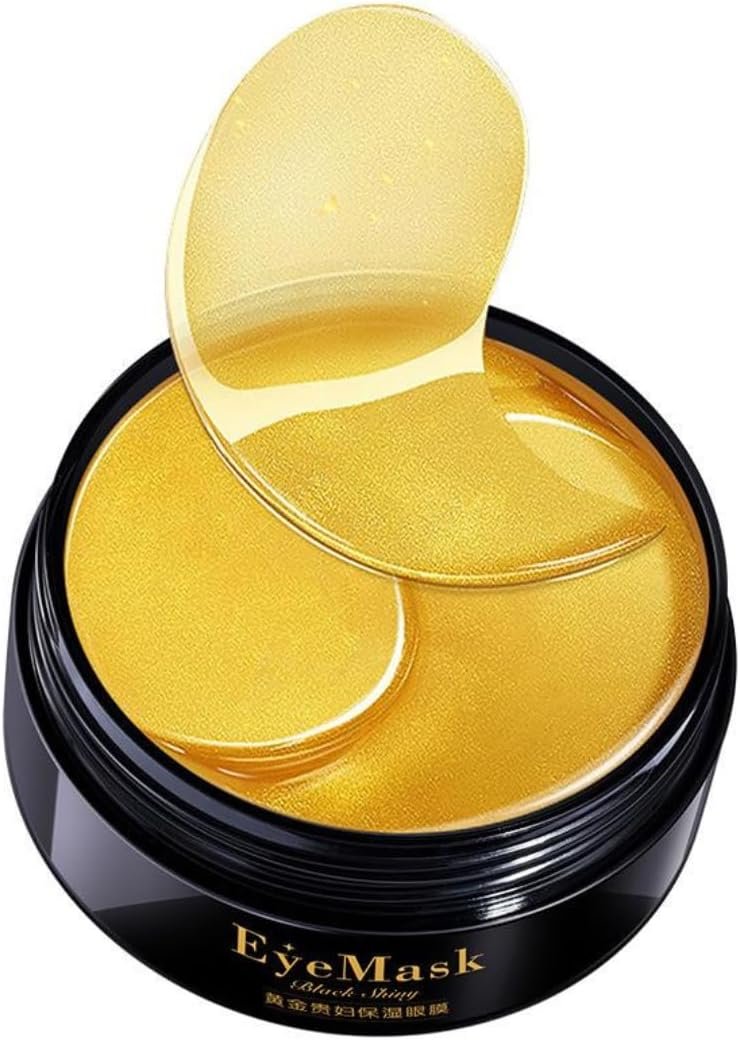 24K Gold Eye Mask- 30 Pairs Puffy Eyes & Dark Circles Treatments,Reduce Under Eye Bags and Smooth Wrinkles,Eye Skin Care Pads With Collagen