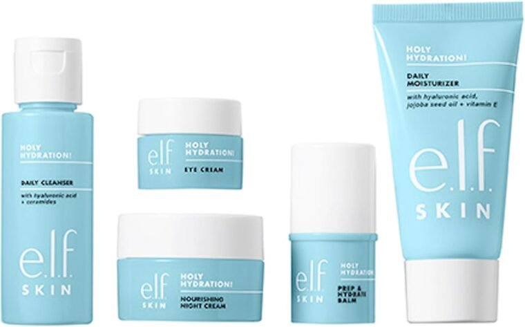 e.l.f. SKIN Jet Set Hydration Kit, Travel Friendly Hydrating Skincare Set, Face Cleanser, Balm, Moisturiser, Eye Cream and Night Cream, Vegan and Cruelty-Free - Image 2