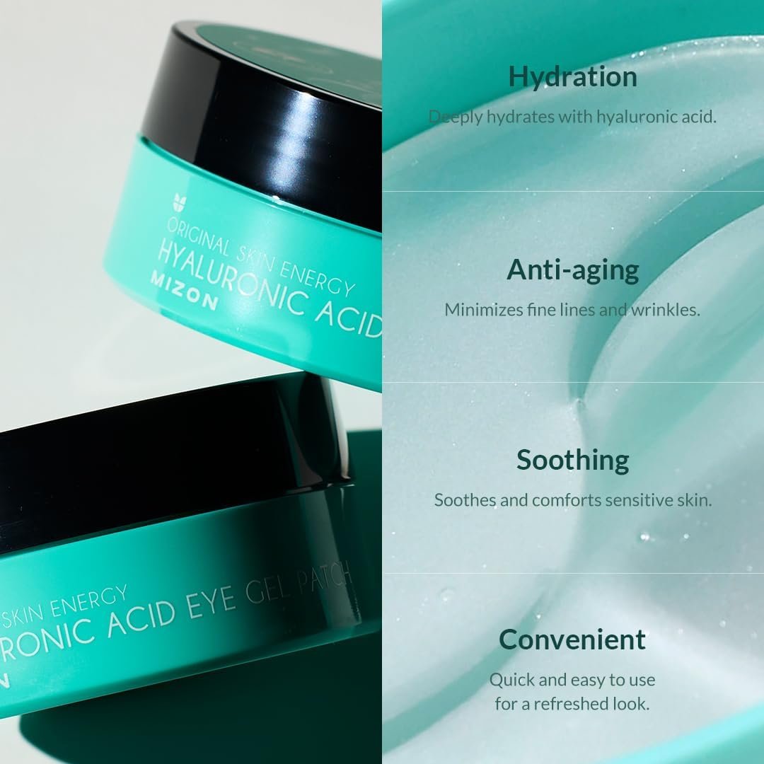 [MIZON] HYALURONIC ACID EYE GEL PATCH (x60) Korean Skincare - Eye treatment for Puffy Eyes - Eye Pads for Dark Circles - Under Eye Bags - Wrinkle Care - Moisturizing - Improves Elasticity - Image 3