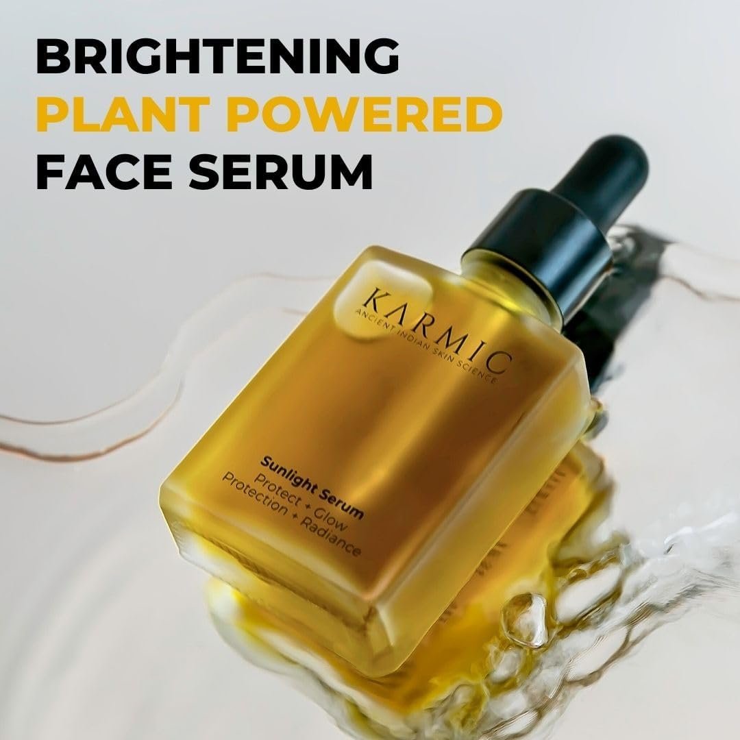Karmic Skin Brightening Vitamin C Face Serum: With Saffron & Vit. E | Hydrate & Reveal Bright Glowing Skin | Correct Dark Spots | Treat Hyperpigmentation | Organic Facial Oil Skin Care | Women & Men - Image 7