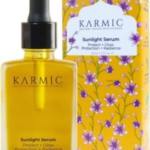 Karmic Skin Brightening Vitamin C Face Serum: With Saffron & Vit. E | Hydrate & Reveal Bright Glowing Skin | Correct Dark Spots | Treat Hyperpigmentation | Organic Facial Oil Skin Care | Women & Men