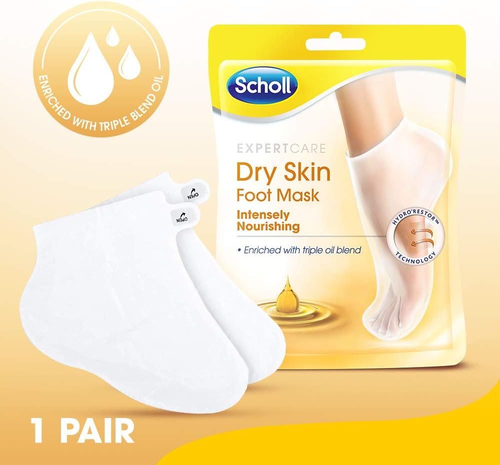 Scholl ExpertCare Dry Skin Foot Mask - Intensely Nourishing, Triple Oil Foot Mask with Urea and 3 Oils (Avocado, Argan, Jojoba) for up to 24-Hour Moisture, 1 Size, 1 Pair - Image 2