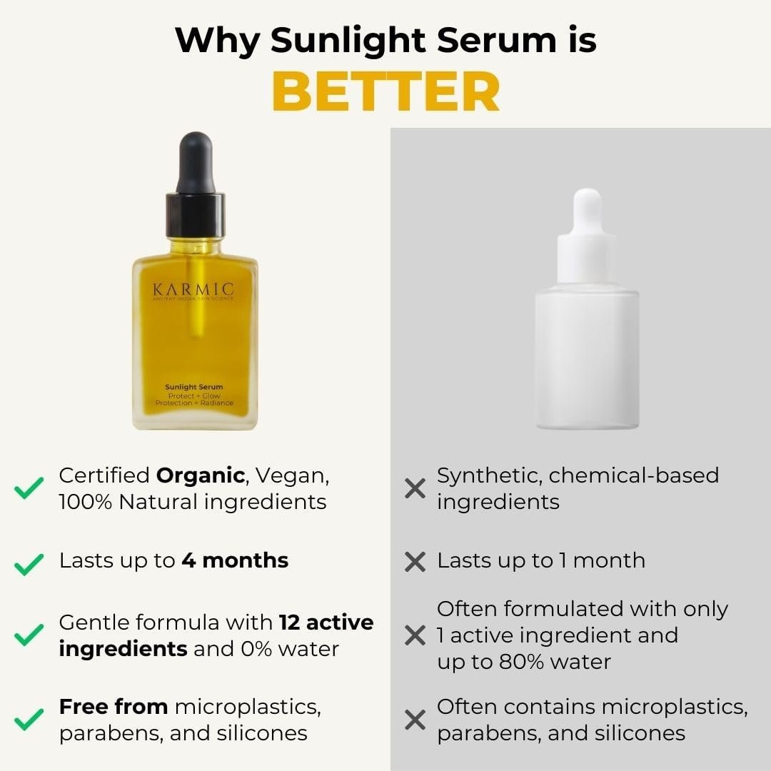 Karmic Skin Brightening Vitamin C Face Serum: With Saffron & Vit. E | Hydrate & Reveal Bright Glowing Skin | Correct Dark Spots | Treat Hyperpigmentation | Organic Facial Oil Skin Care | Women & Men - Image 5