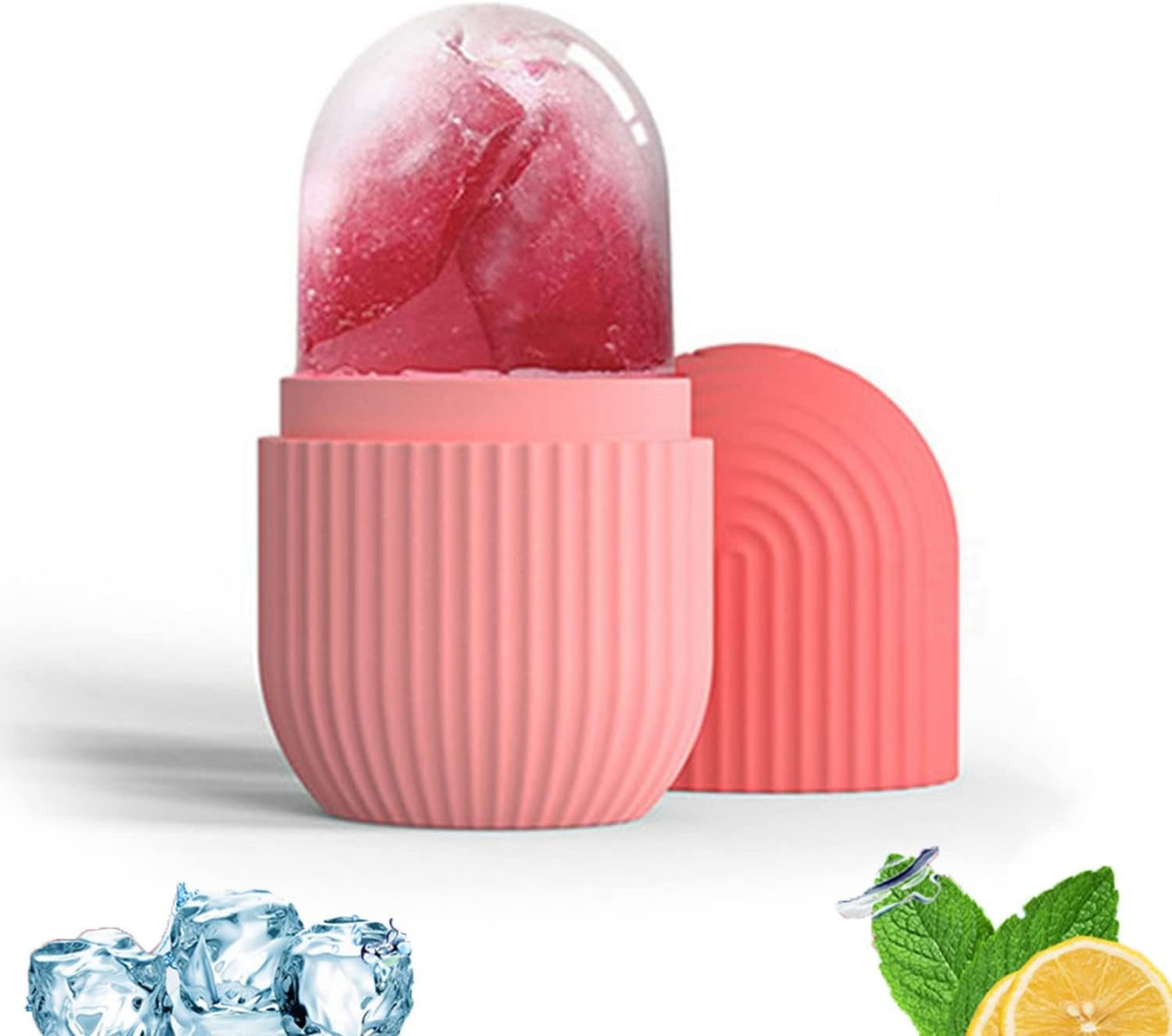 Ice Roller for Face and Eyes, Gua Sha Massage Face Roller Ice Mould, Reusable Facial Beauty Ice Roller Skin Care Tools for Brighten Skin, Eye Puffiness Treatment (Pink)
