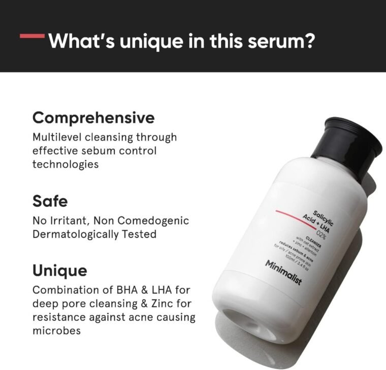 Minimalist 2% Salicylic Acid Face Wash for Oily Skin | Sulphate free, Anti Acne Face Cleanser With LHA & Zinc For Acne or Pimples | Men & Women, 100 ml (Pack of 1) - Image 3