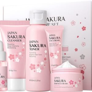 Skincare Set Skin Care for Teenage Girls Gift Set-Cleanser,Toner,Serum,Eye,Essence Serum- Facial Care Sets&Kits for Pores,Blackheads,Exfoliate,Skin Essentials Travel Kit All Skin Types (5PCS)