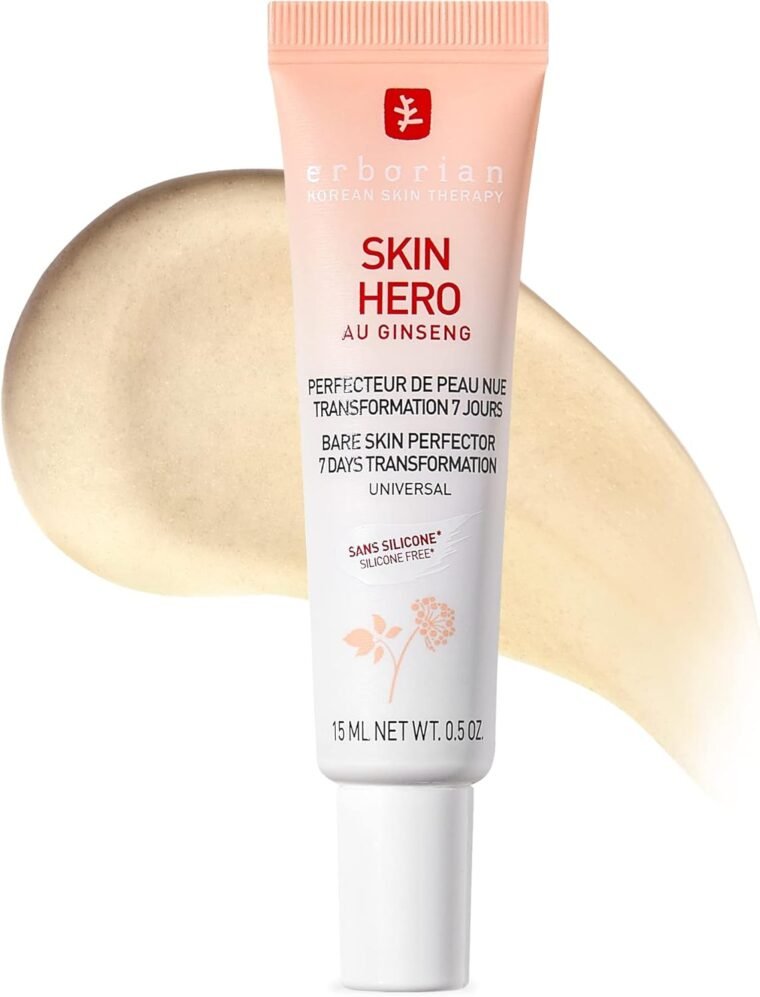 Erborian Skin Hero with White Ginseng - 7 Day Nude Skin Perfecting Untinted Face Care with Hyaluronic Acid - Korean Cosmetic Face Care