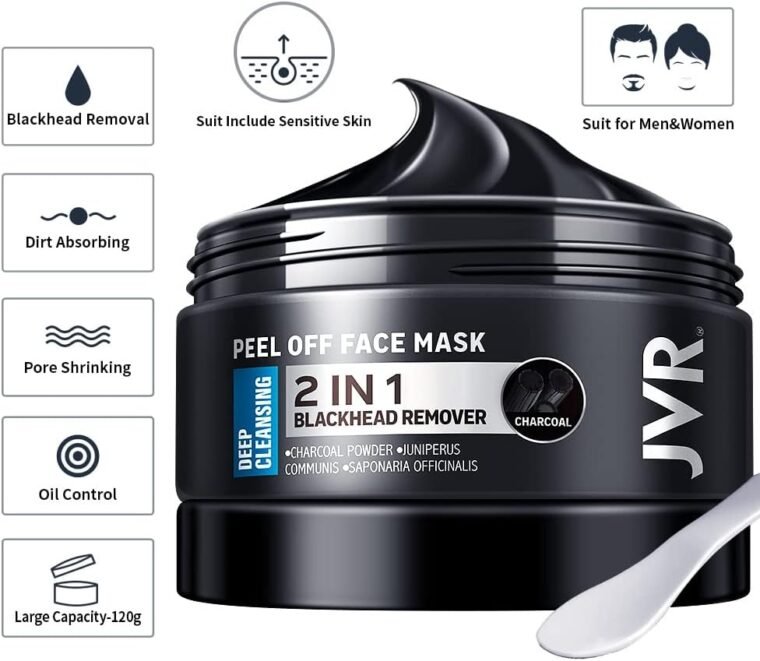 JVR Blackhead Remover Mask for Men, Bamboo Charcoal Peel Off Black Masks, Purifying Pores, Deep Cleansing for All Skin Types 120g - Image 2