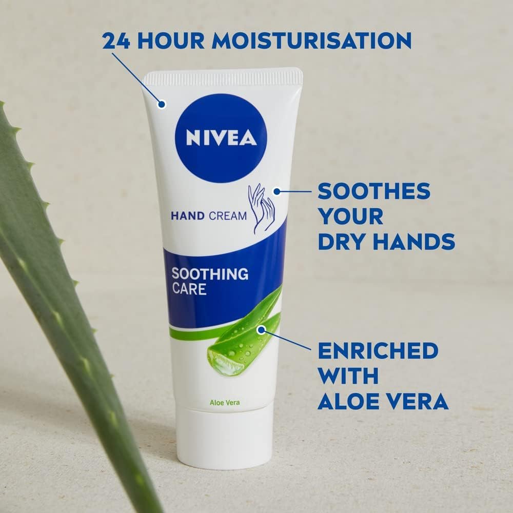 NIVEA Soothing Care Aloe Vera Hand Cream (75ml), 24H Moisturising Hand Cream for Dry Cracked Hands, Non-Greasy, Fast-Absorbing Formula Soothes Skin - Image 2