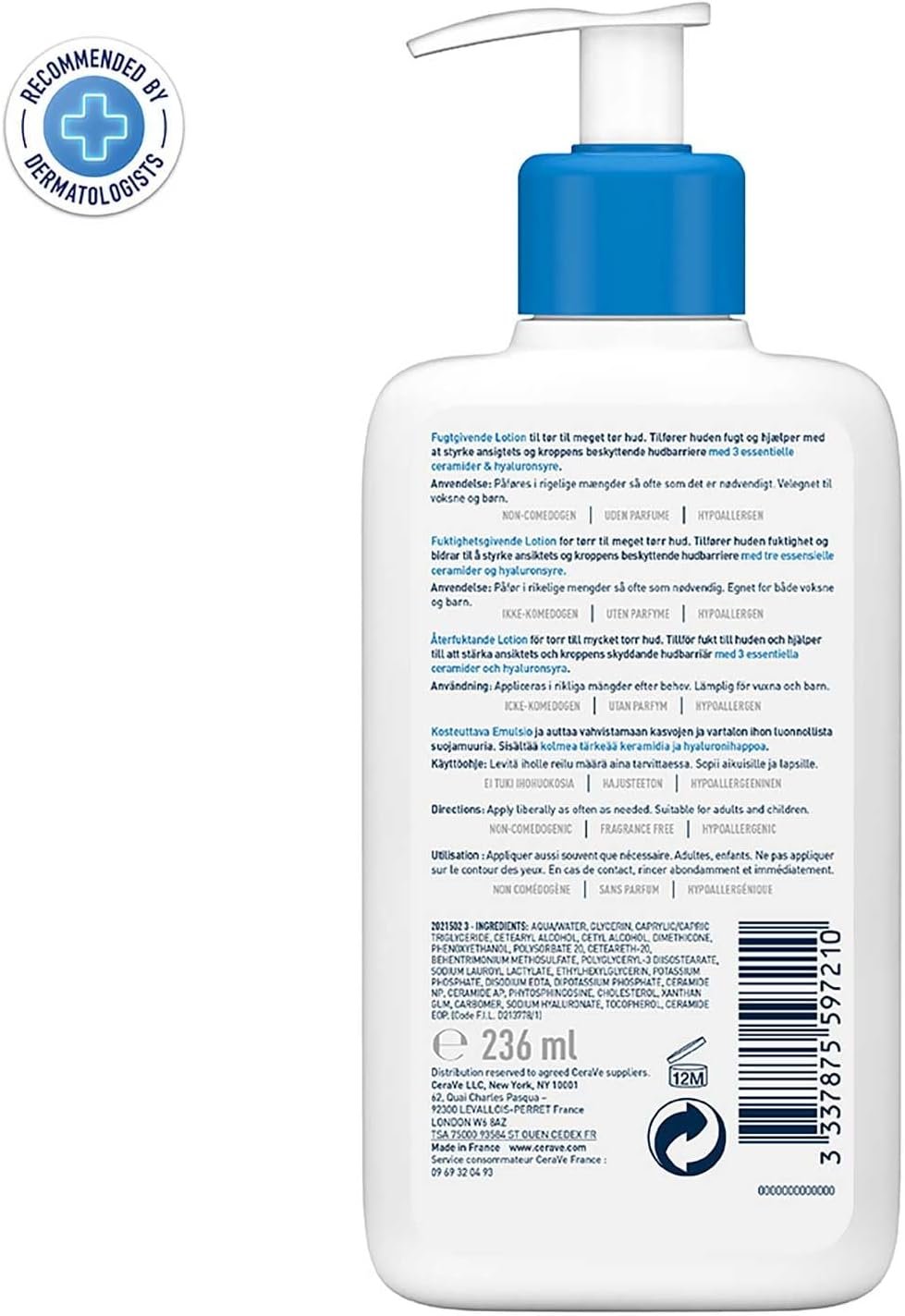 CeraVe Moisturising Lotion, Face & Body, With 3 Essential Ceramides & Hyaluronic Acid, For Dry to Very Dry skin - Image 3