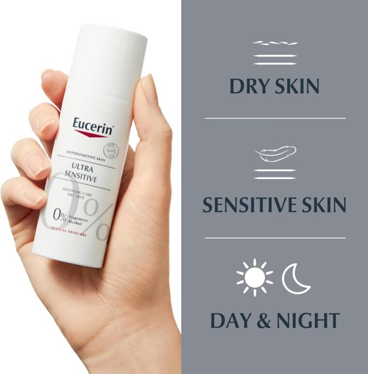Eucerin UltraSensitive Soothing Care Day Cream (Dry Skin) 50ml, Face Cream for Sensitive and Hypersensitive Skin, Irritation Relief Face Moisturiser, Fragrance-Free - Image 3