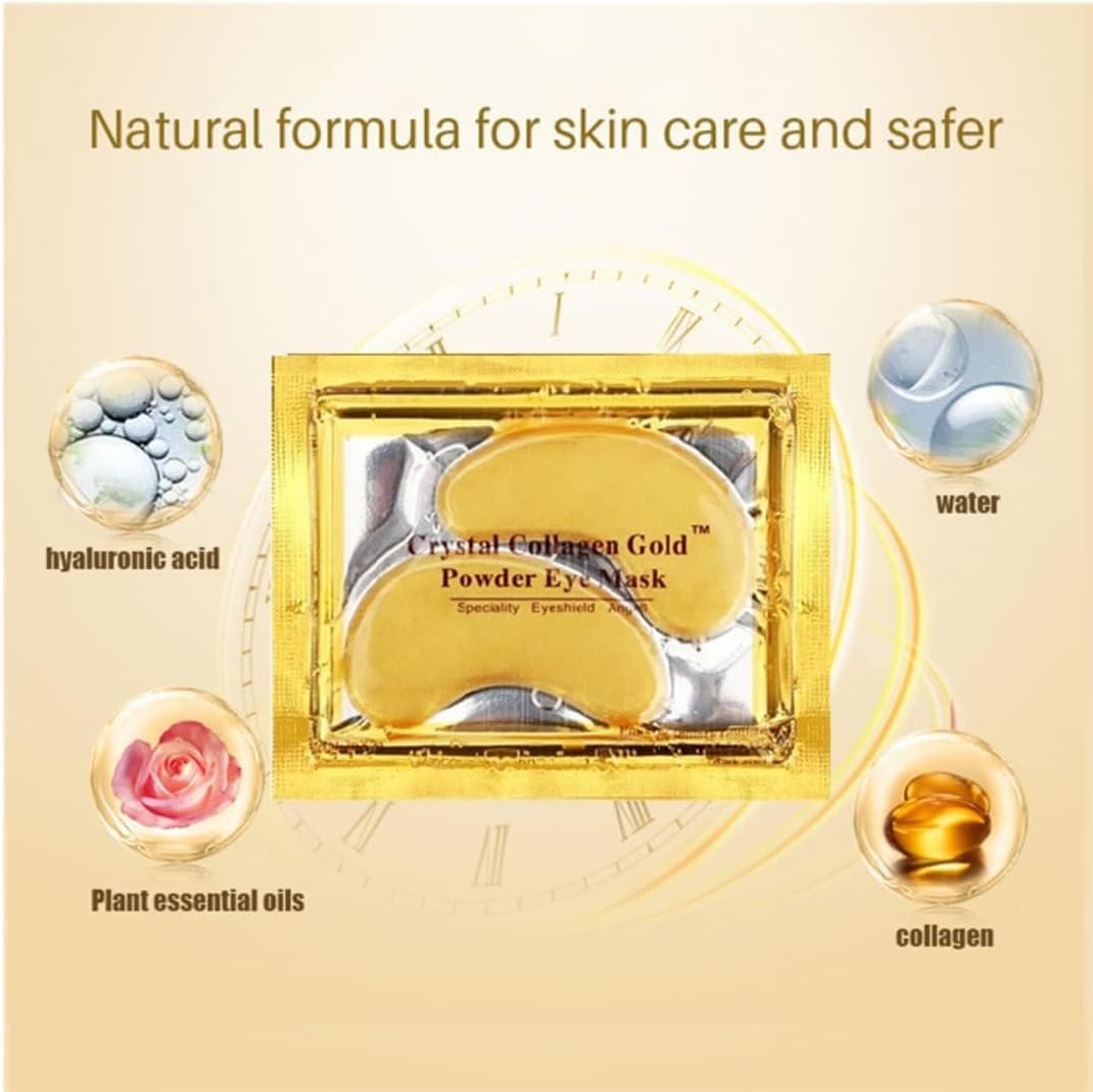 10 Pair Crystal Collagen 24k Gold Under Eye Gel Pad Face Mask Anti Aging Wrinkle Gel Under Eye Patches, Vegan Cruelty-Free Self Care - Image 4