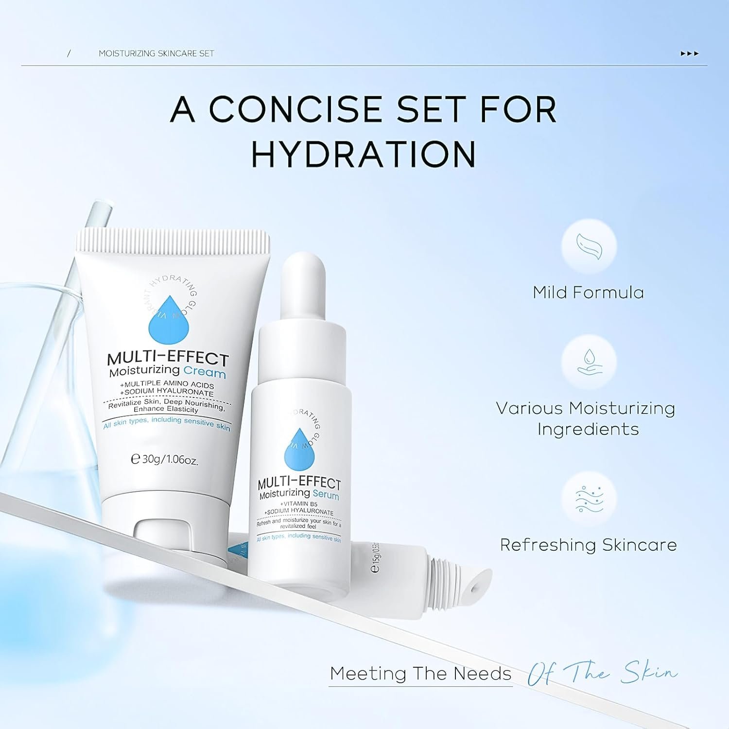 Multi-Effect Moisturizing Skincare Set, Hyaluronic Acid Hydrating Skin Care Sets & Kits, Pamper Sets for Women Gifts, Travel Facial Kit with Serum,Eye Cream,Moisturizer, All Skin Types - Image 2