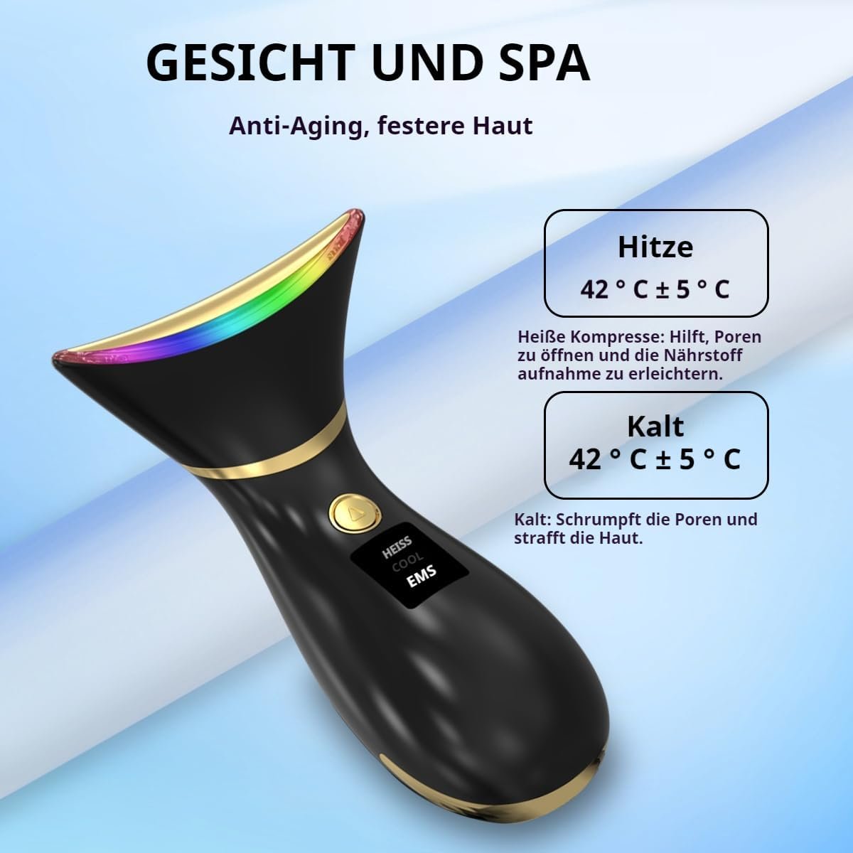 Face Massager, Demine Face Lifting Device, Wrinkle Remover with Heating and Cold Compresses, for Skin Care, Improves, Firms, Tightens - Image 3