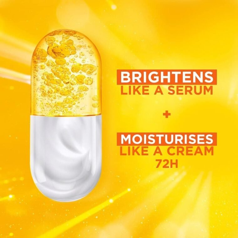 Garnier Vitamin C Serum Cream, 2in1 Formula With 20% Vitamin C serum & SPF 25 Moisturiser, Hydrate & Reveal Bright Glowing Skin, Organic & Vegan Formula, 50ml - Image 5