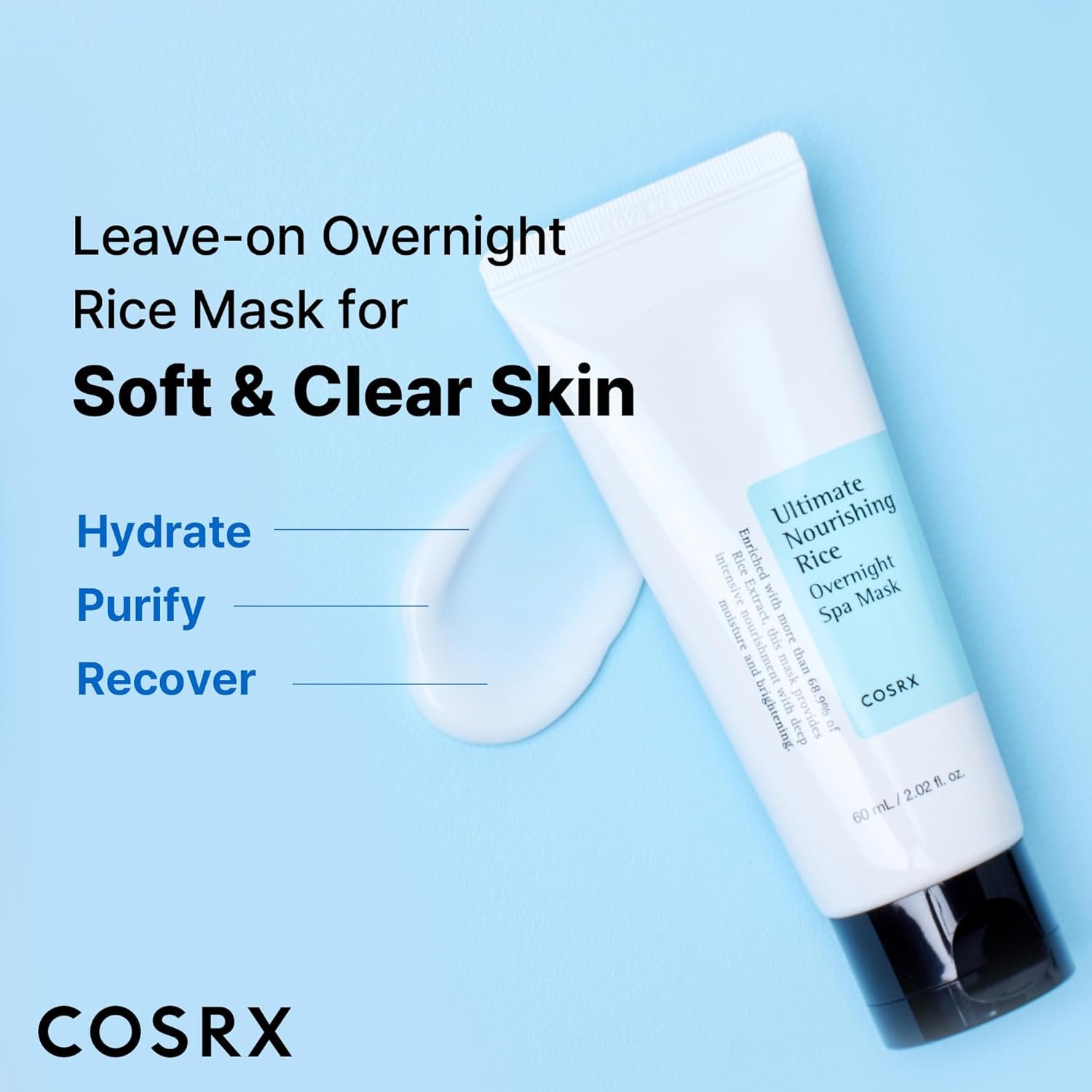 COSRX Ultimate Nourishing Rice Overnight Spa Mask, 60ml | Facial Moisturizer with Rice Extract and Niacinamide | Leave-on Face Mask | Korean Skincare - Image 3