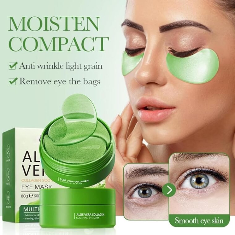 60Pcs Under Eye Patches, Aloe Vera Gel Eye Mask Skin Care, Hyaluronic Acid Collagen Eye Gel Pads for Puffy Eyes Dark Circles Eye Bags, Anti Wrinkle, Hydrating,Skincare,for Men and Women - Image 2