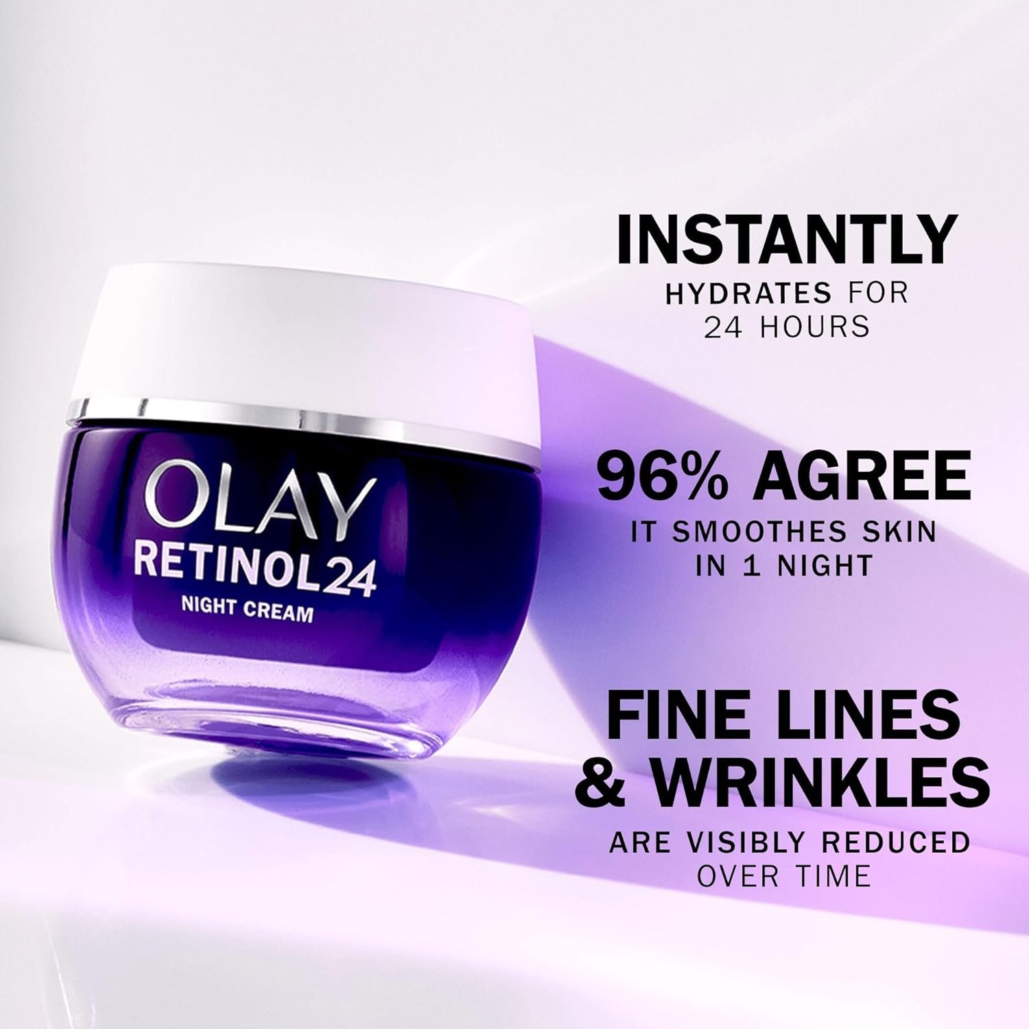 Olay Retinol 24 Night Cream Face Moisturiser, Skincare with Antioxidant Vitamin E Overnight Anti Aging Skin Care: Smooths, Renews and Hydrates, 50ml - Image 3
