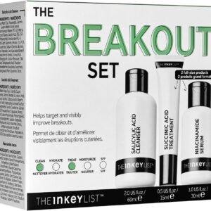 The INKEY List Breakout Set, Salicylic Acid Cleanser, Niacinamide Serum & Succinic Acid Treatment, Nourishing Skincare Set, Targets Breakouts, Suitable For Blemish Prone Skin