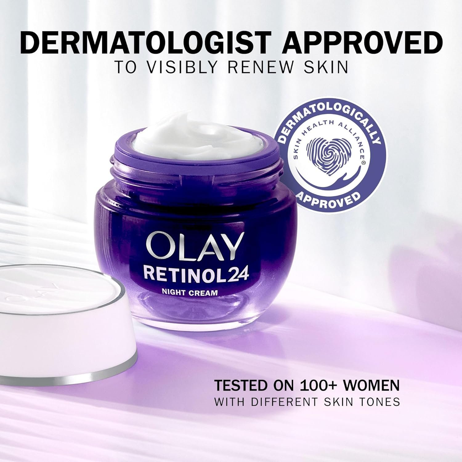 Olay Retinol 24 Night Cream Face Moisturiser, Skincare with Antioxidant Vitamin E Overnight Anti Aging Skin Care: Smooths, Renews and Hydrates, 50ml - Image 7