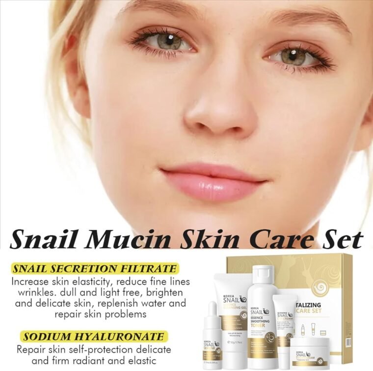 Snail Mucin Essence Skincare Set,5PCS Snail Korean Skin Care for Teenage Girls,Cleanser Toner Moisturiser Set,Facial Kit for Women and Men,Improve Dull Skin,Hydrating & Anti-Aging (5PCS Snail) - Image 4