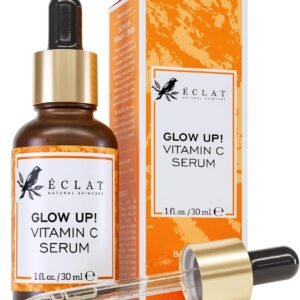 Eclat Skincare Glow Up Vitamin C Serum - Vitamin C Serum for Face with Hyaluronic Acid, Ferulic Acid & Vit E - Skin Brightening Face Care - Anti Aging, Hydrating & Dark Spot Lightening 30ml