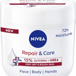 NIVEA Repair + Care Urea Moisturising Cream Jar (400ml), Rich and Hydrating Body Cream, Moisturises Dry Skin With Urea and Glycerine for 72H, Ideal for Body, Hand and Face