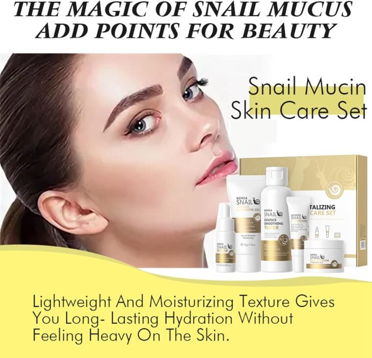 Snail Mucin Essence Skincare Set,5PCS Snail Korean Skin Care for Teenage Girls,Cleanser Toner Moisturiser Set,Facial Kit for Women and Men,Improve Dull Skin,Hydrating & Anti-Aging (5PCS Snail) - Image 6
