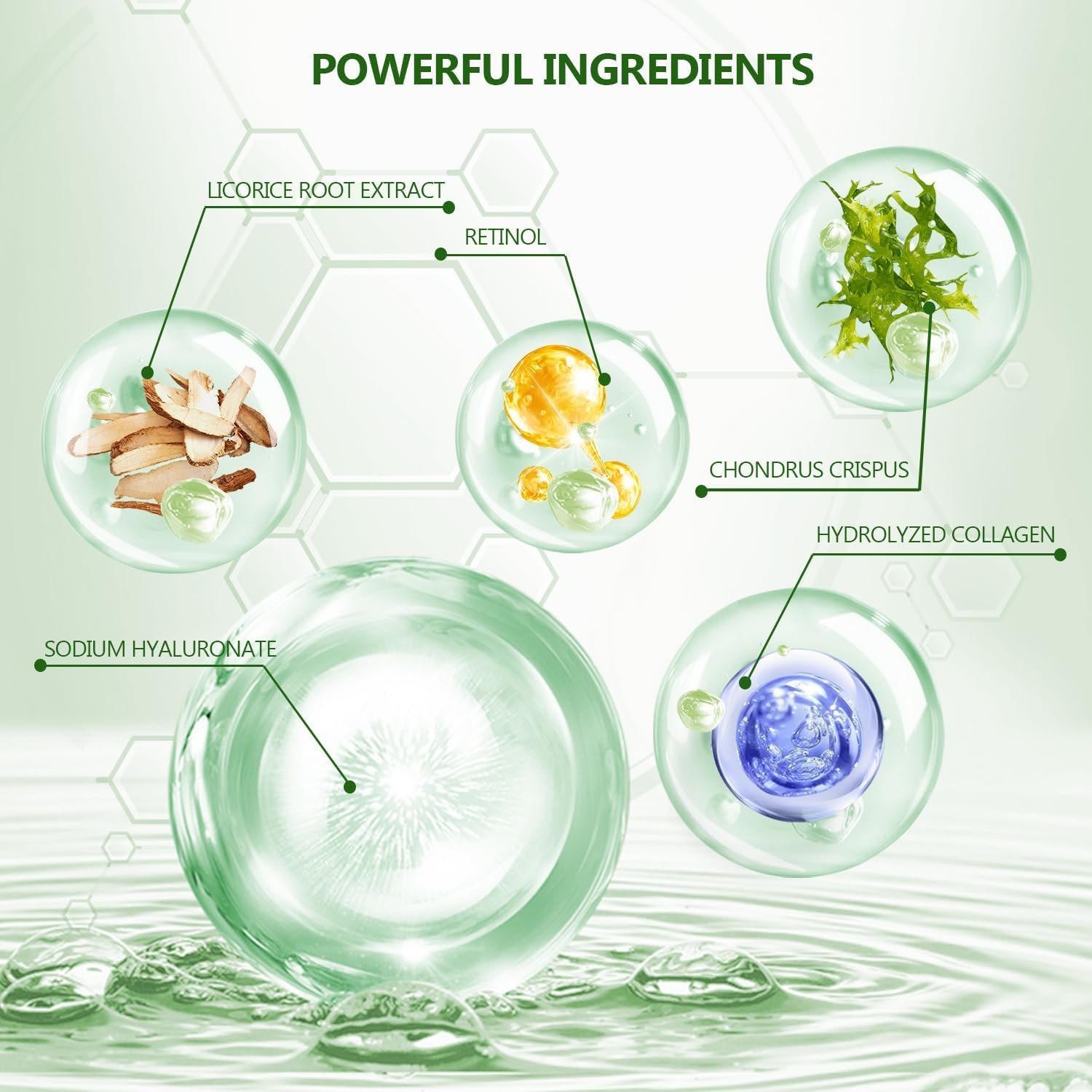 Green Gold Undereye Mask (60 Pcs), Collagen Hydrating Gel Pads, Reduce Puffiness, 30 Pairs Under Eye Patches for Dark Circles Puffy Eyes Treatment, Wrinkle, Women Men Beauty Personal Skin Care Product - Image 3