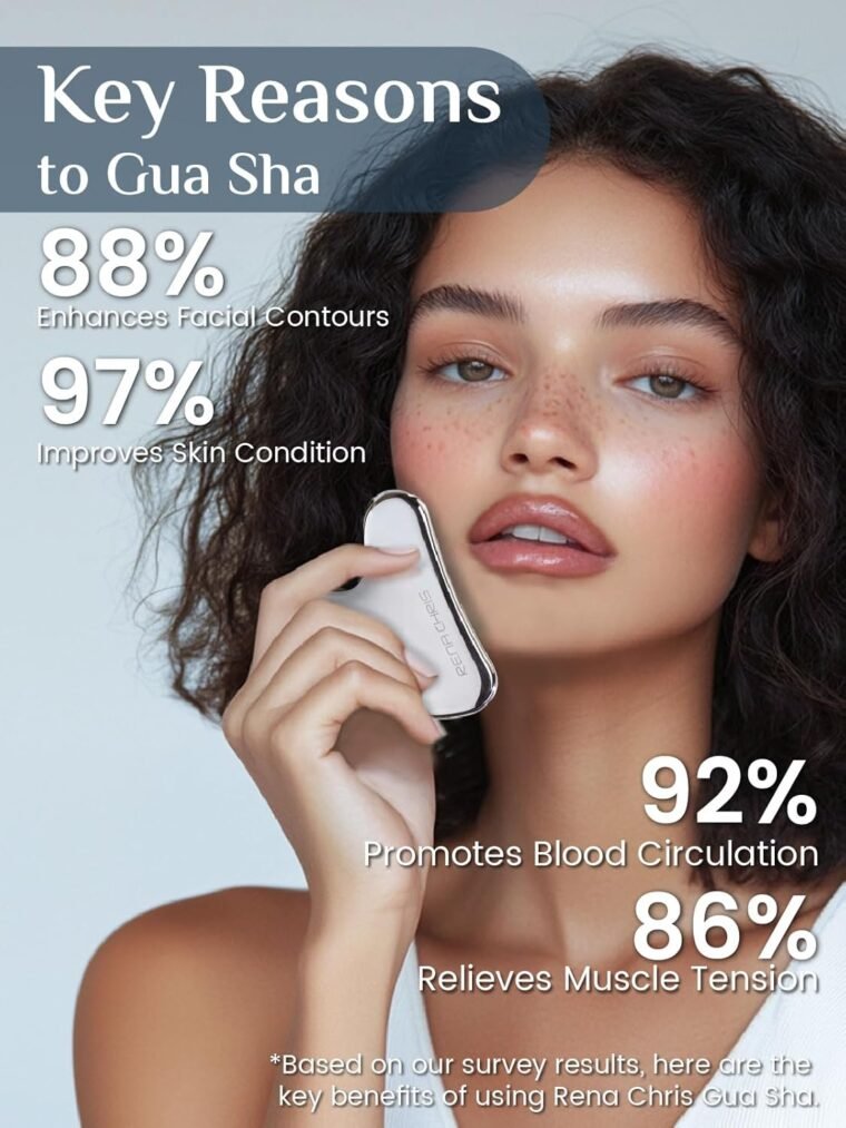 Rena Chris Gua Sha Facial Tool, Stainless Steel Gua Sha Board for SPA Acupuncture, Metal Gua Sha for Body Face Neck and Eye, Skin Care Gift for Woman - Image 4
