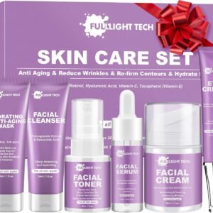 Gifts for Women,Anti Aging Skin Care Set,Reduce Wrinkles & Hydrate Skin,Skin Care Kit W/Facial Cleanser,Toner,Cream,Serum,Eye Cream Skincare Gift Set,Valentine Birthday Gifts for Wife Mom Teens