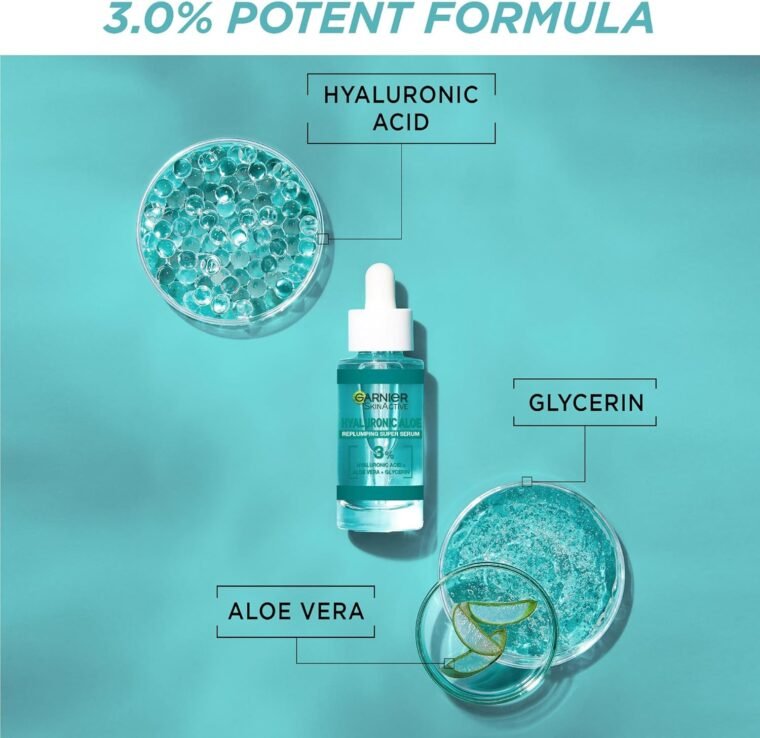Garnier SkinActive Hyaluronic Acid Super Serum, Replumps & Hydrates, Strengthens Skin Barrier, With 3% Hyaluronic Acid, Aloe Vera & Glycerin, 30ml - Image 2