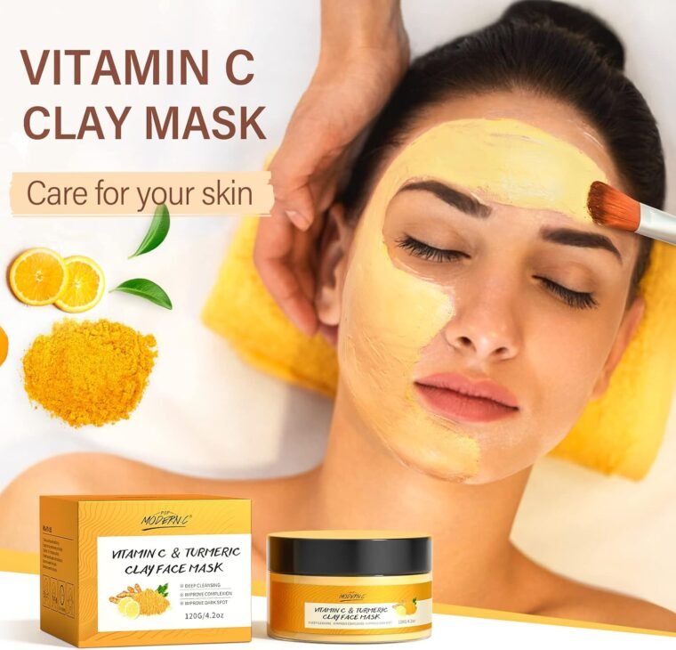 Turmeric Vitamin C Clay Mask Deep Cleansing Face Mask Skin Care Improve Blackheads Acne Dark Spots and Even out skin tone Facial Mask Control Oil and Refining Pores - Image 6