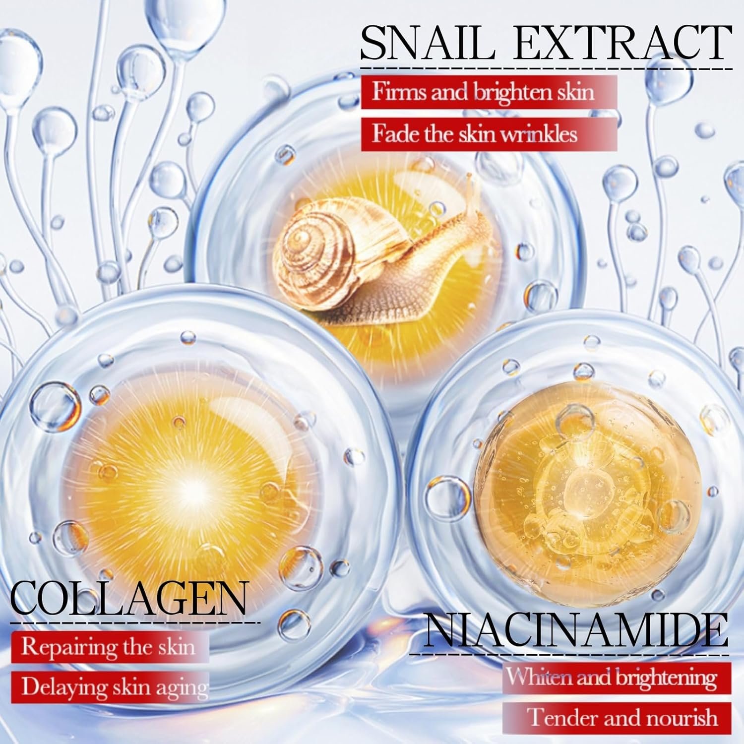 9PCS Snail Mucin Serum Skin Care Set - Mothers Day Gifts - Korean Skincare Set for Teenage Girls - Pamper Sets for Women With Snail Mucin Moisturiser & Hydrogel Eye Patches & Collagen Face Mask - Image 4