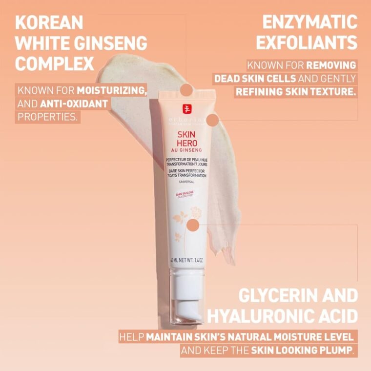 Erborian Skin Hero with White Ginseng - 7 Day Nude Skin Perfecting Untinted Face Care with Hyaluronic Acid - Korean Cosmetic Face Care - Image 5