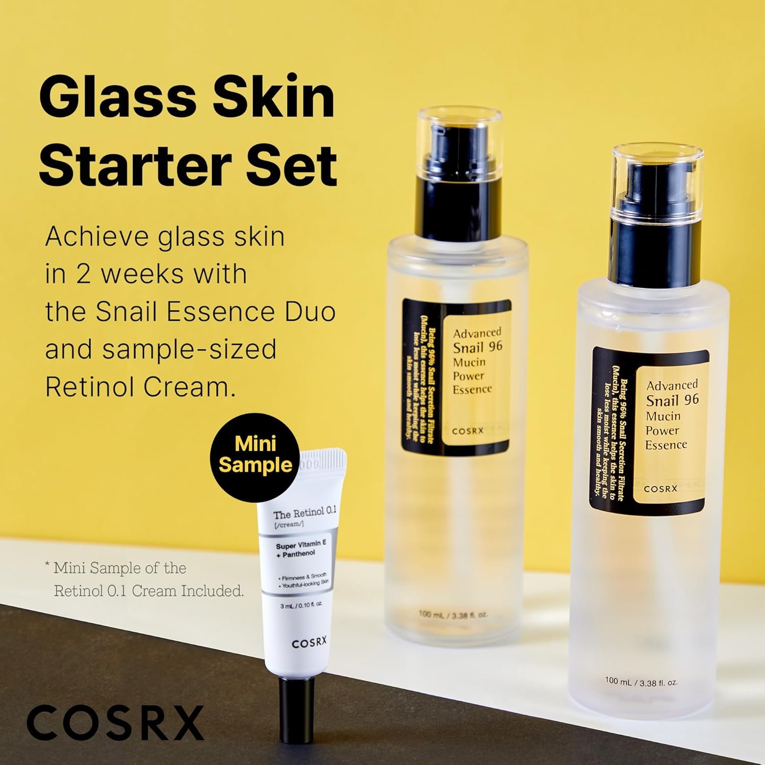 COSRX Glass Skin Starter Set, Amazon Exclusive, Advanced Snail 96% Mucin Power Essence & Retinol 0.1% Cream Mini Sample, Daily Hydrating & Firming Korean Skin Care Kit, Gift Set - Image 2