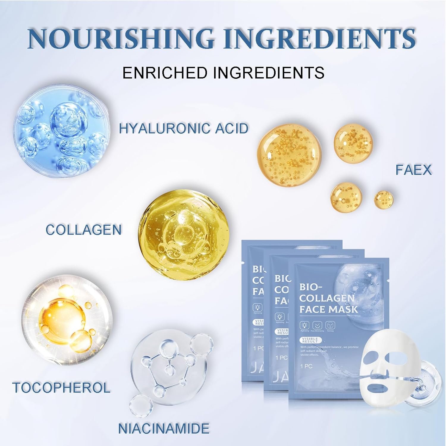 Collagen Face Mask, Collagen Deep Mask, Overnight Face Mask- Collagen Mask Hydrating Face Mask Sheet Mask - Face Masks Skincare Face Pack Anti Aging Face Mask Set (8) - Image 4