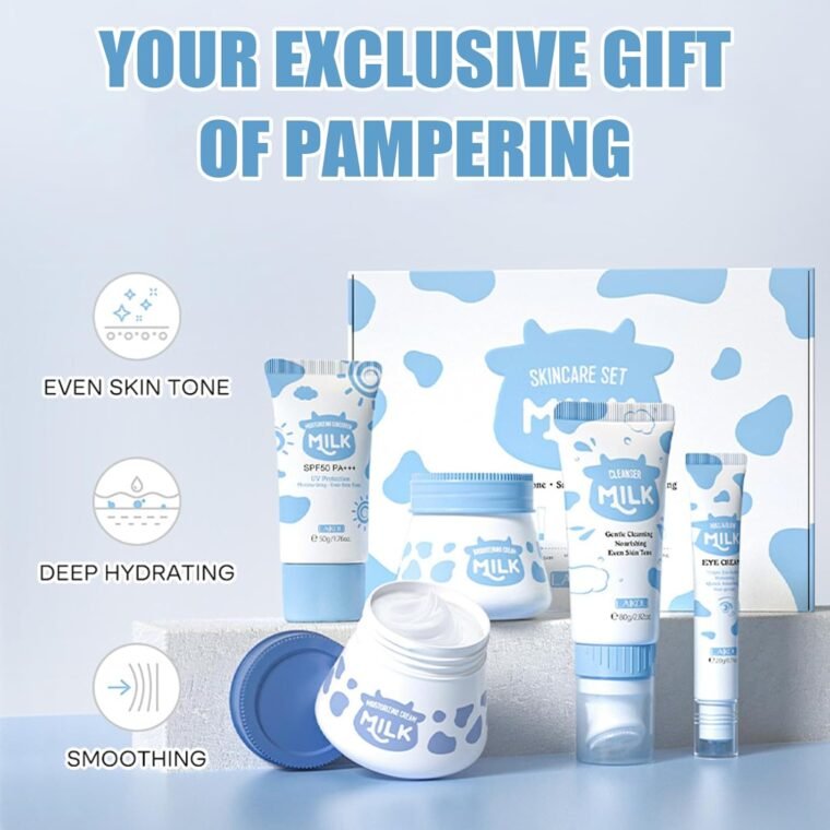 FEXPDL 5 Piece Milk Skin Care Sets & Kits Kids Skin Care Products Milk Protein Skincare Gifts For Teenage Girls, Skincare Set With Cleanser, Eye Cream, Moisturizer, Sunscreen, Brightening Cream - Image 6