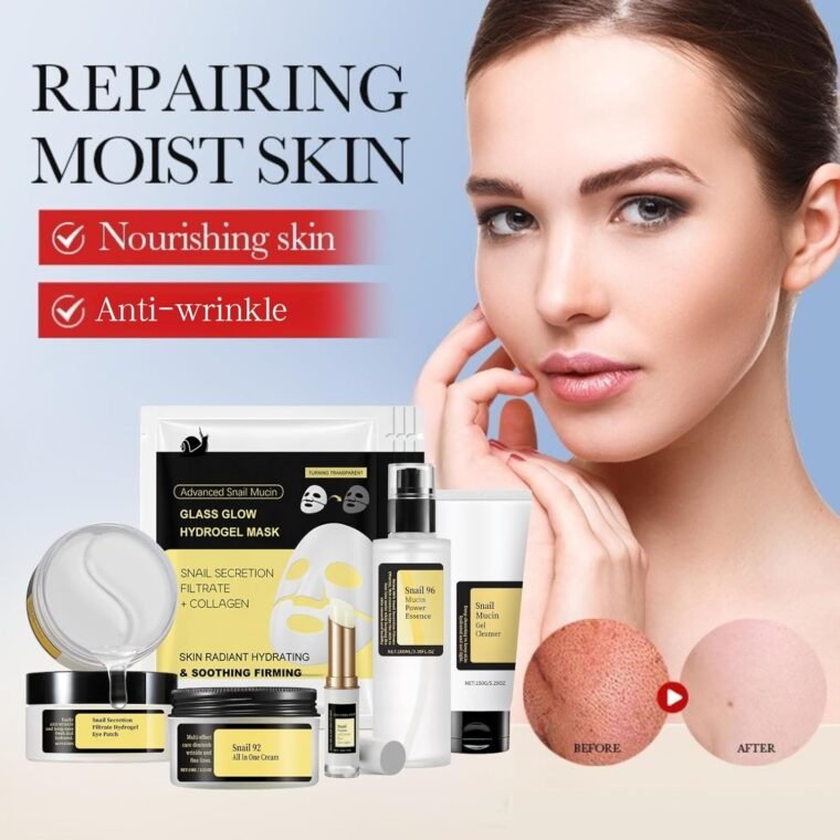 9PCS Snail Mucin Serum Skin Care Set - Mothers Day Gifts - Korean Skincare Set for Teenage Girls - Pamper Sets for Women With Snail Mucin Moisturiser & Hydrogel Eye Patches & Collagen Face Mask - Image 2