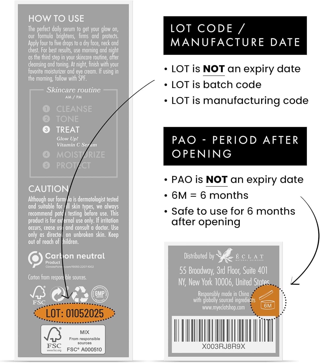Eclat Skincare Glow Up Vitamin C Serum - Vitamin C Serum for Face with Hyaluronic Acid, Ferulic Acid & Vit E - Skin Brightening Face Care - Anti Aging, Hydrating & Dark Spot Lightening 30ml - Image 2