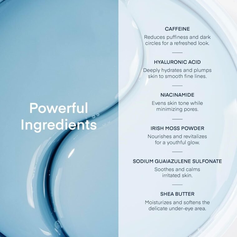 Korean Under Eye Gel Patches: Eye Masks for Puffy Eyes Dark Circles & Wrinkles with Caffeine Hyaluronic Acid & Niacinamide - Brightening Hydrating & Cooling Hydrogel Skincare Pads - 30 Pairs, Vegan - Image 6