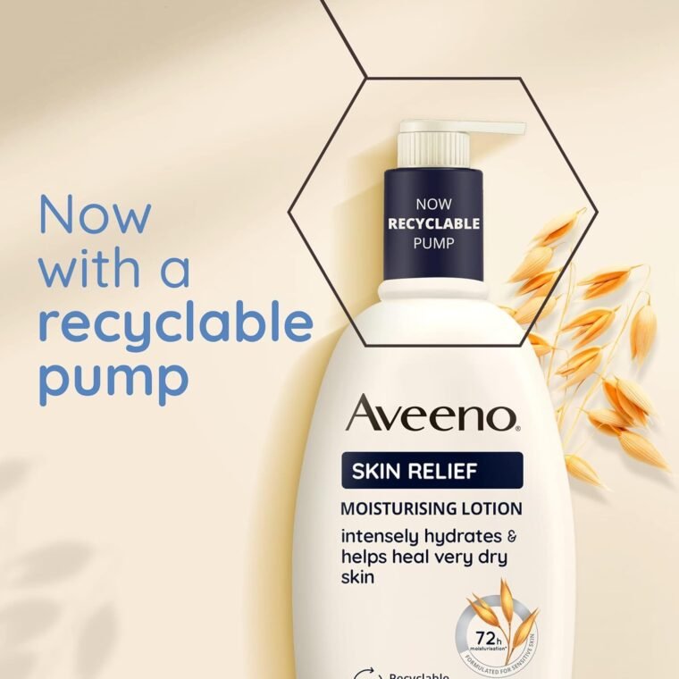 Aveeno Skin Relief Moisturising Lotion, With Soothing Triple Oat Complex & Shea Butter, Suitable For Sensitive Skin, 72-Hour Intense Hydration, Helps Relieve Very Dry and Tight Skin, Unscented, 500ml - Image 5